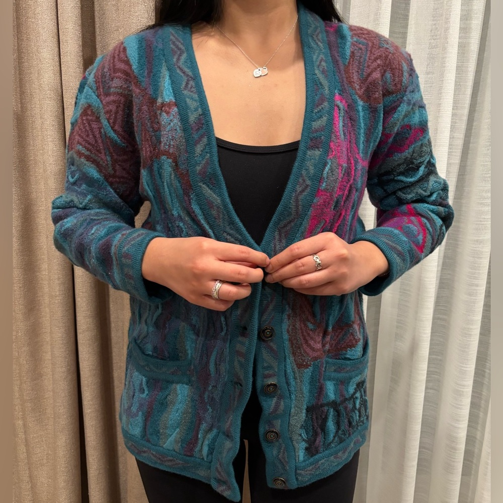 COOGI‎ Multicolor Patterned Cardigan Sweater